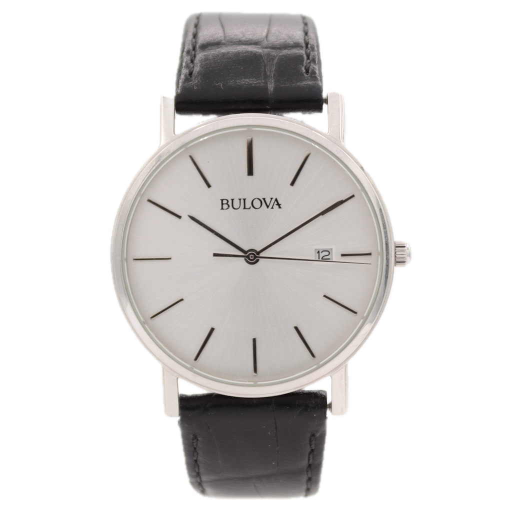 37mm 2018 Bulova Silver Dial Men's Quartz Wristwatch Steel Slim Sophisticated