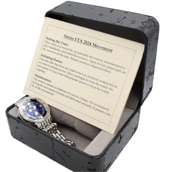 Vintage Balmer 61806 Blue Mirror Men's Automatic Wristwatch ETA 2824 Full Set