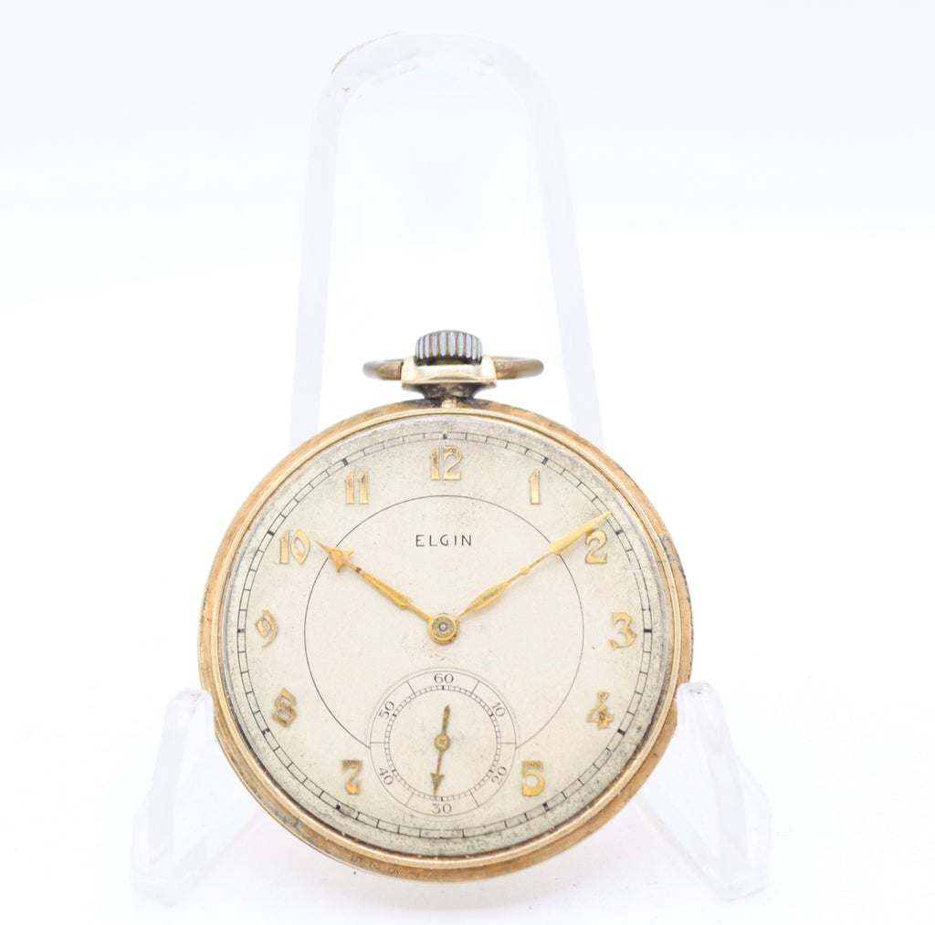 Vintage 10s 1942 Elgin 15 Jewel Mechanical Pocket Watch 546 10k