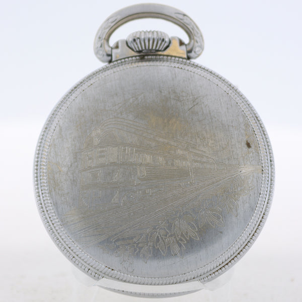 Vintage Hirco Locomotive 17 Jewel Mechanical Pocket Watch Swiss Running