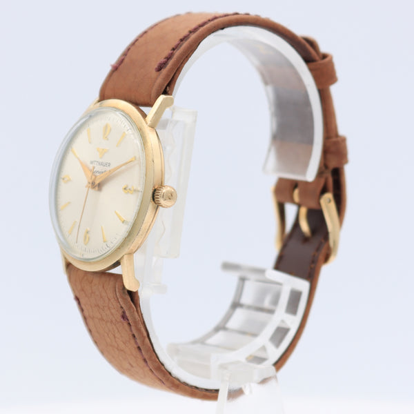 Vintage 30mm Wittnauer Geneve Cream Dial Men's Mechanical Wristwatch 10k RGP