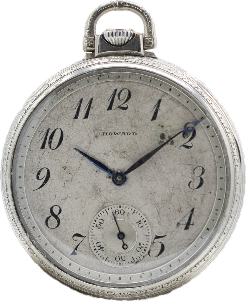 Antique 12S Howard Series 7 Mechanical Pocket Watch 10k White RGPPinstripe