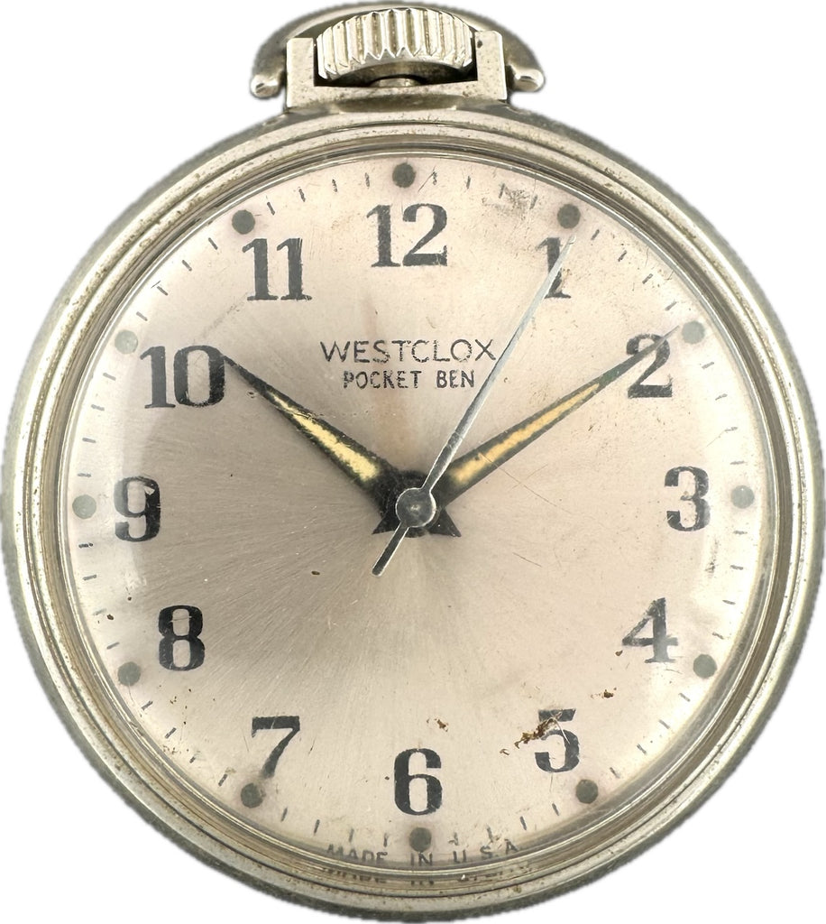 Vintage Westclox Dollar Pocket Ben Mechanical Pocket Watch Chrome Plated #90002