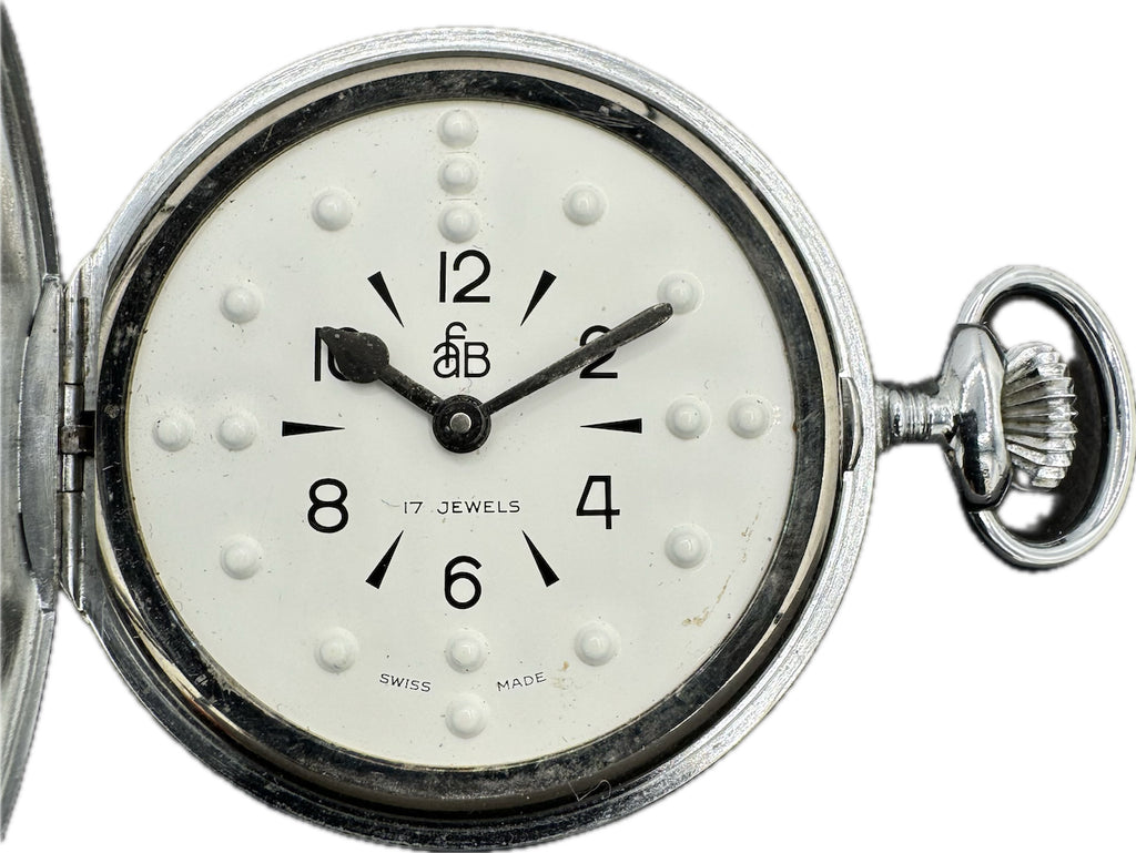 Antique American Foundation for Blind Braille Hunter Pocket Watch Unitas 6498