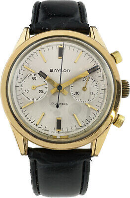 Vintage Baylor Chronograph Wristwatch Landeron 149 Swiss Round w Concave Bezel