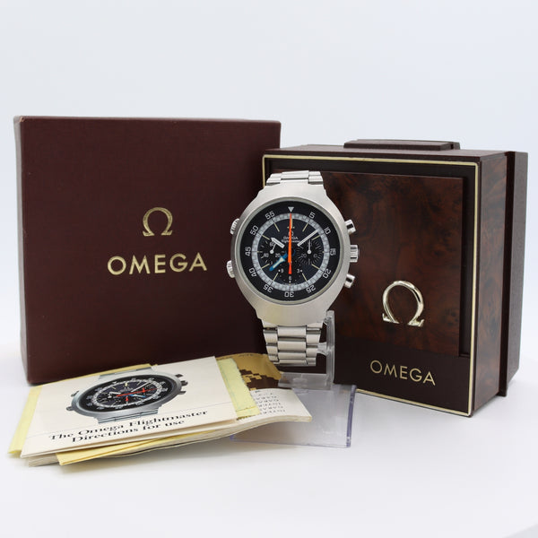 Vintage 1972 Omega 145.036 Flightmaster Men's Chronograph Wristwatch W/Box&Docs