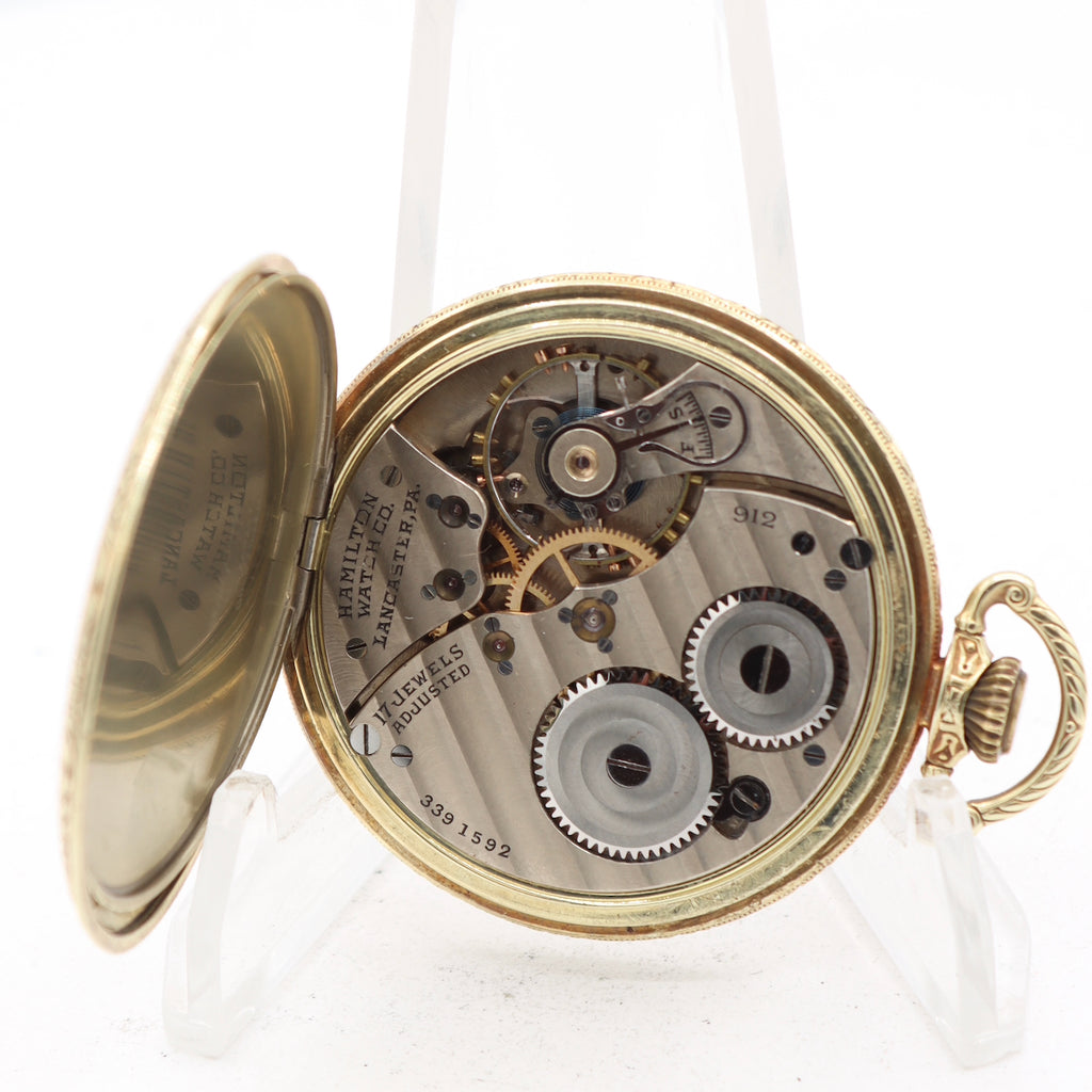 Vintage 12s 1933 Hamilton 17 Jewel Pocket Watch 912 14k Green Gold