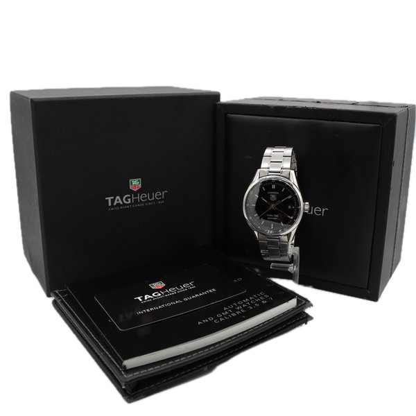 38mm Tag Heuer WV2115.BA0787 Carrera Twin-Time Men's Automatic Wristwatch Steel