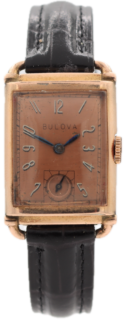 Vintage 1945 Bulova President Men's Mechanical Wristwatch 7 AK 14k Rose gf