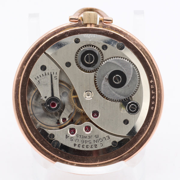 Vintage 1942 Elgin Roman 15J Mechanical Pocket Watch 546 10k Rose GFUSA Runs
