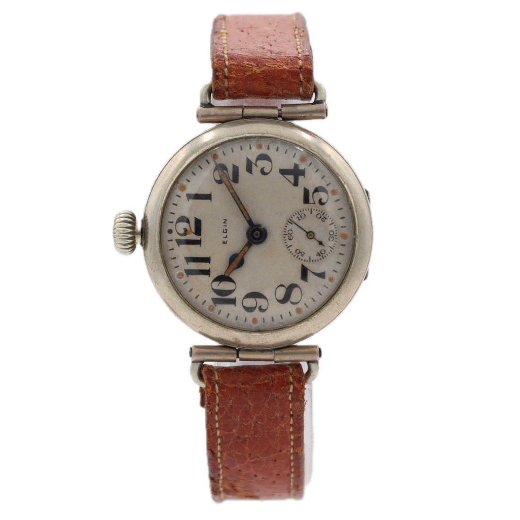Vintage 1917 Elgin General Funston Military Men's Mechanical Wristwatch Nickel