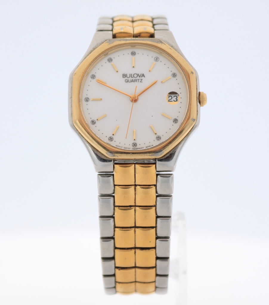 Vintage Bulova Two Tone Octagonal Men's Quartz Wristwatch West GermanyGold Tone