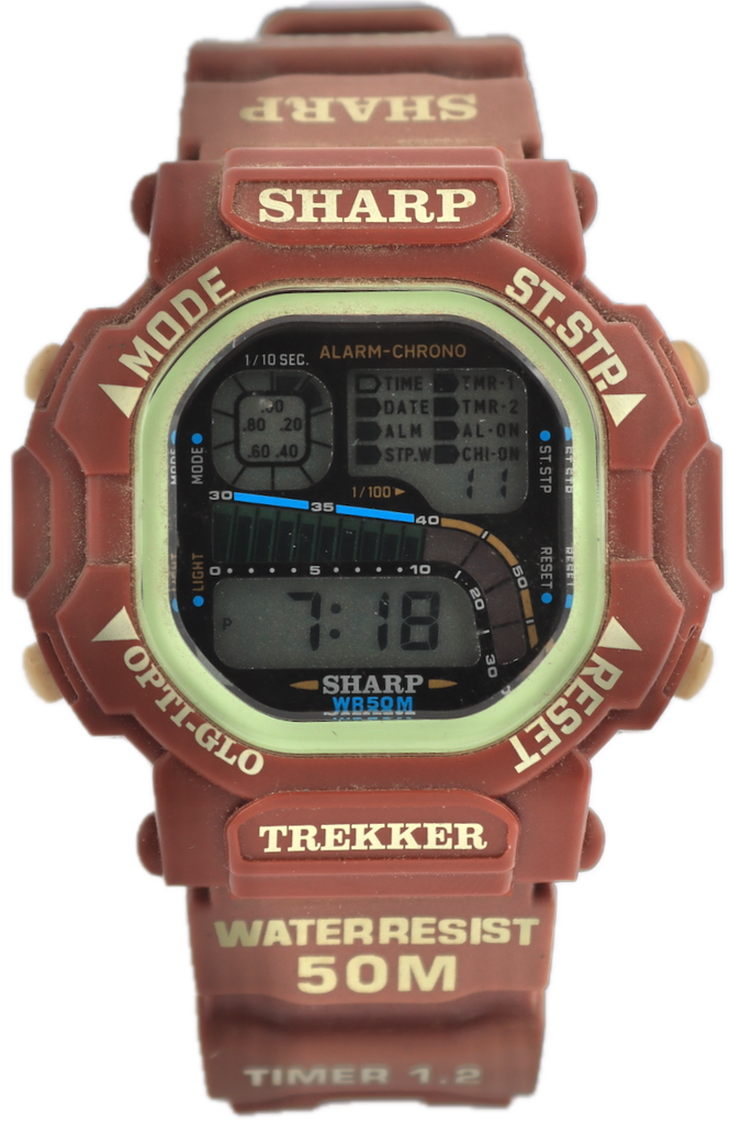 Vintage Sharp Trekker Men's Digital LED Wristwatch China Plastic & Steel