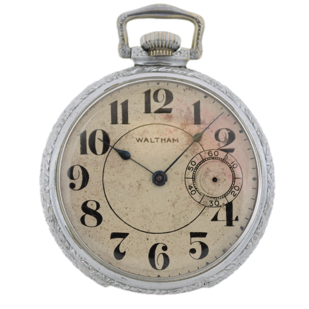 Antique 16 Size Waltham 17 Jewel Mechanical Pocket Watch 625 Chrome Plated