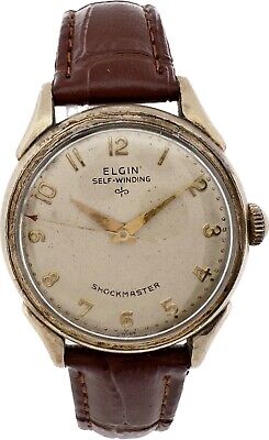 Vintage Elgin Shockmaster 17 Jewel Men's Automatic Wristwatch 643 10k RGP Runs