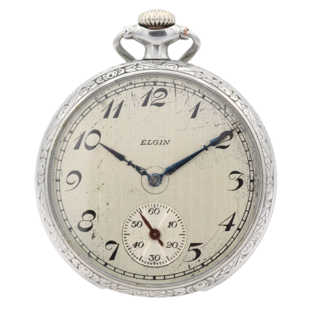 Antique 16s 1926 Elgin 7 7J Mechanical Pocket Watch 291 Nickel USA Running