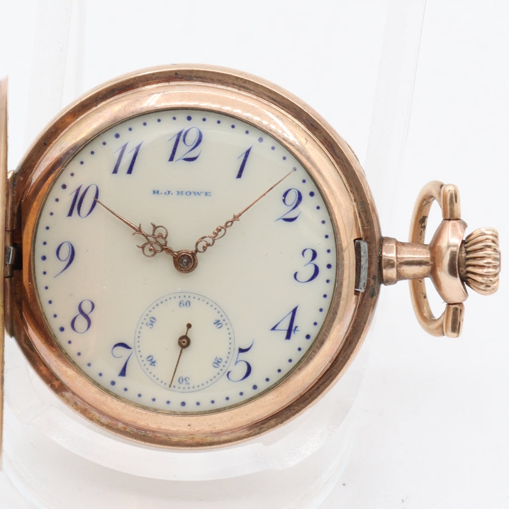 Antique H. J. Howe Longines 17 Jewel Hunter Pocket Watch 25 Year GF Swiss