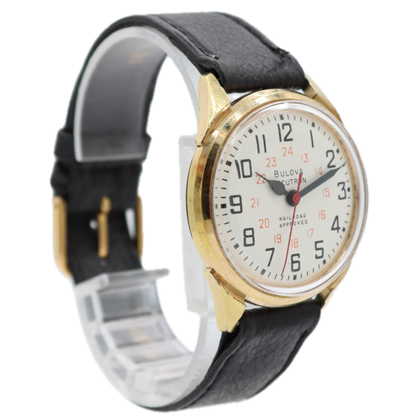 Vintage Bulova 3339 Railroad Approved Men's Tuning Fork Wristwatch Gold Plated