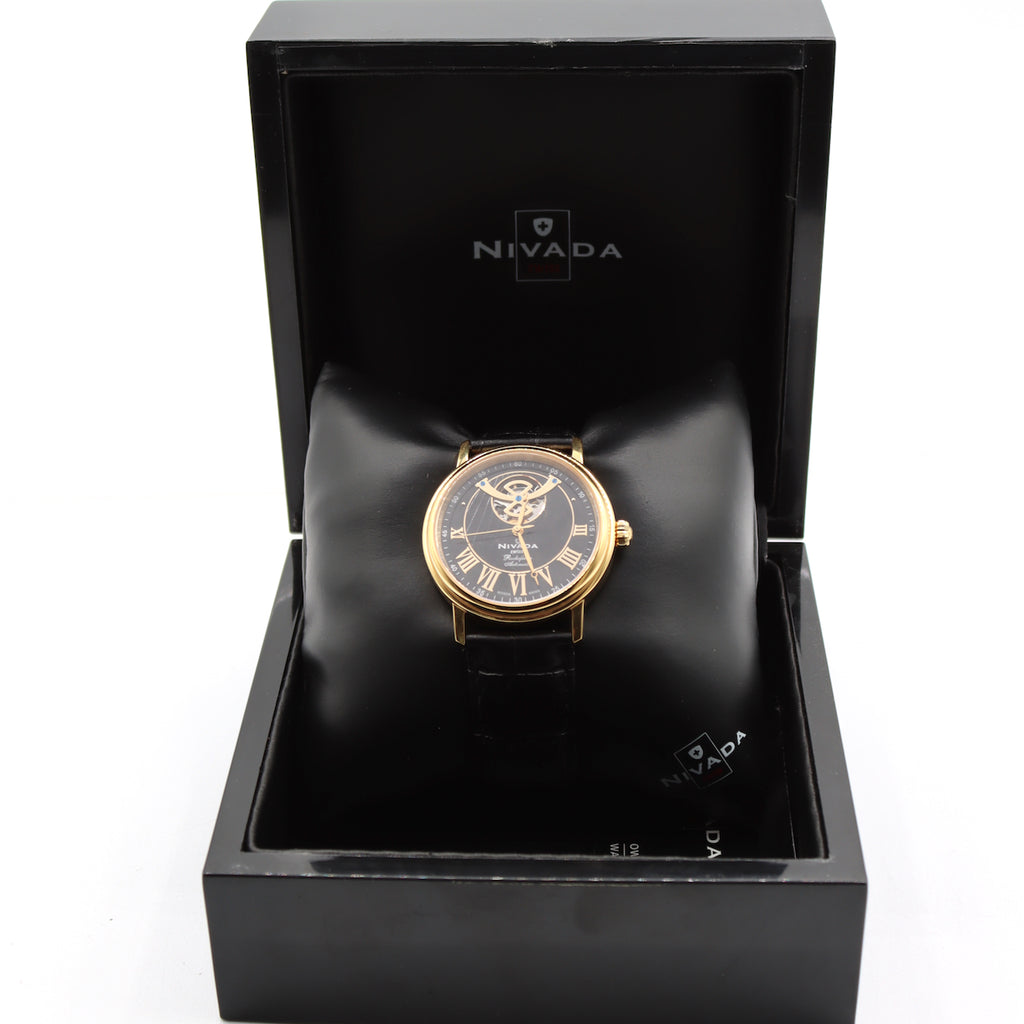 37mm Nivada Rockefeller Men's Automatic Wristwatch Swiss Steel Exposed Balance