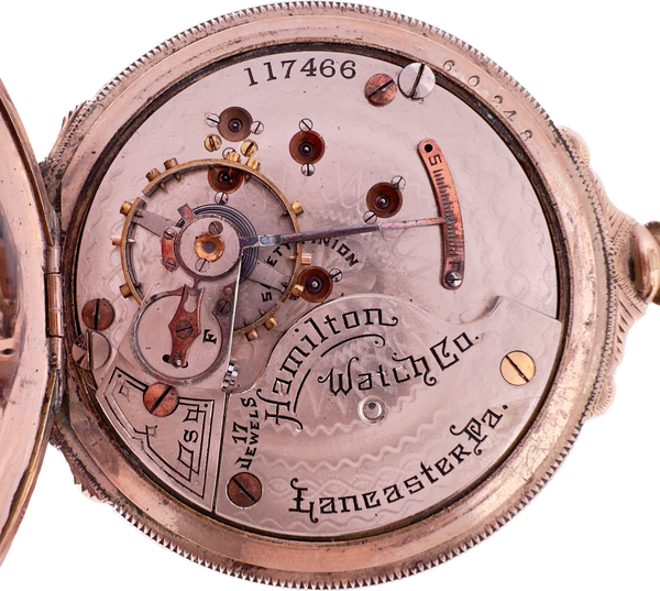 Antique 18 Size Hamilton Hunter Pocket Watch Grade 925 Gold Filled Runs Box Hinge