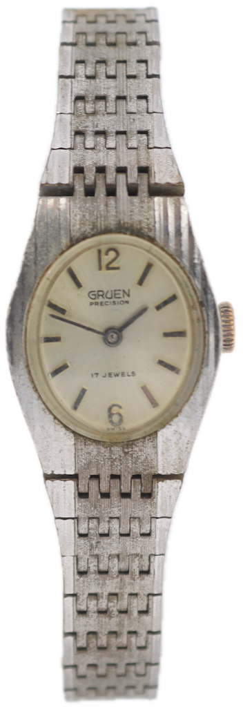 Vintage Gruen Precision Ladies Mechanical Wristwatch 227-6 Swiss Steel & Chrome