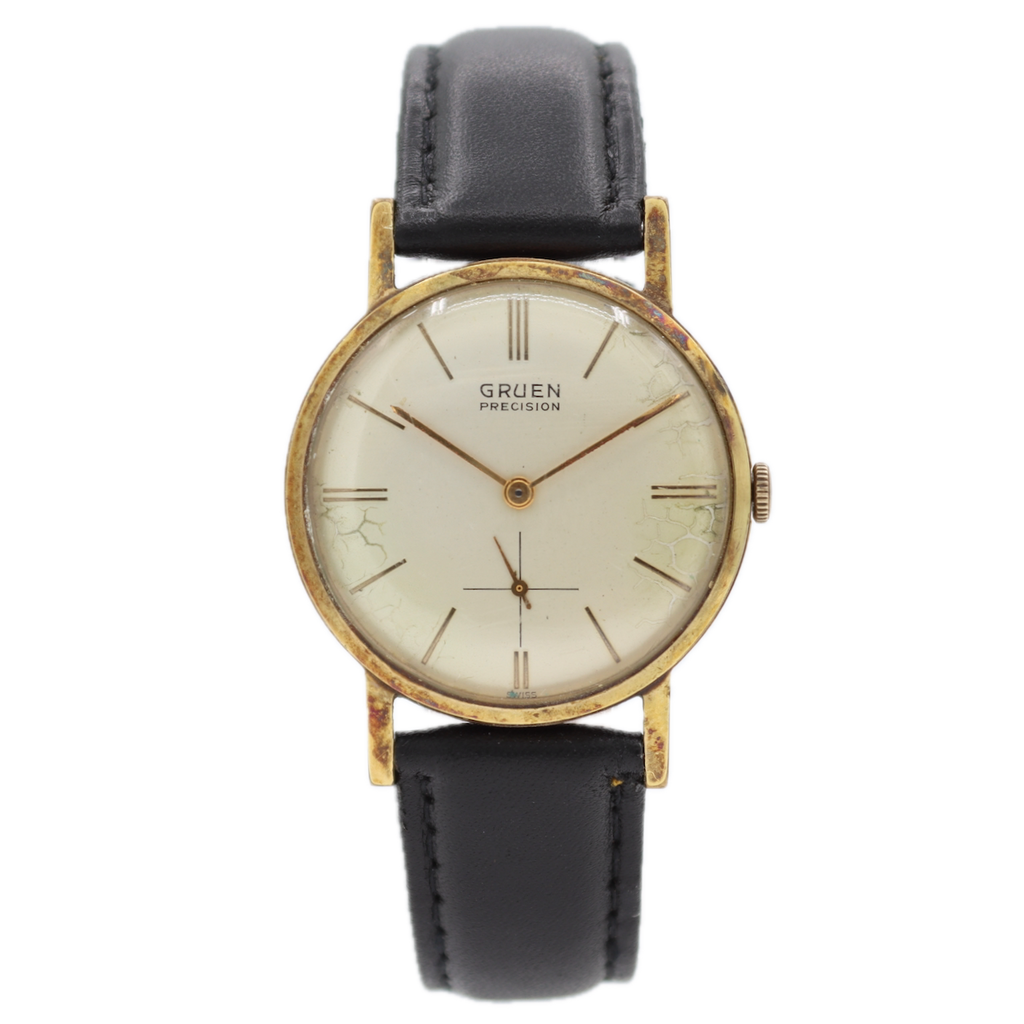 Vintage Gruen Precision James Bond Men's Mechanical Wristwatch Swiss Gold Tone