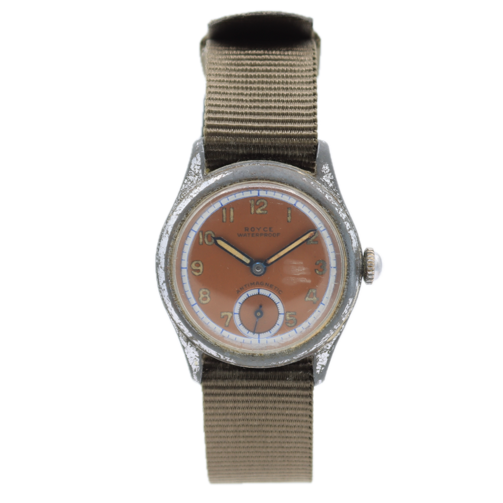 Vintage 29mm Royce 9181 Military Men's Mechanical Wristwatch Swiss Steel Runs