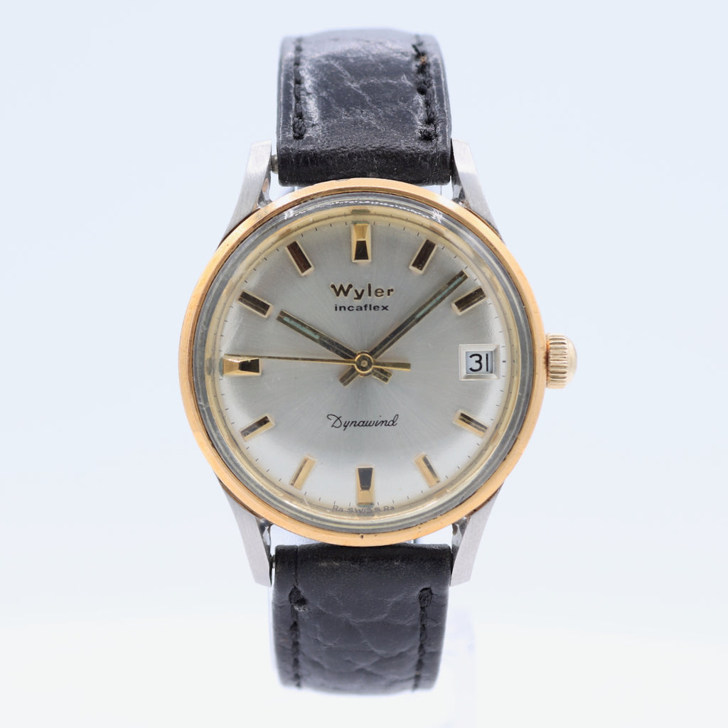 Vintage 32mm Wyler Dynawind Men's Automatic Wristwatch Swiss Two Tone Running