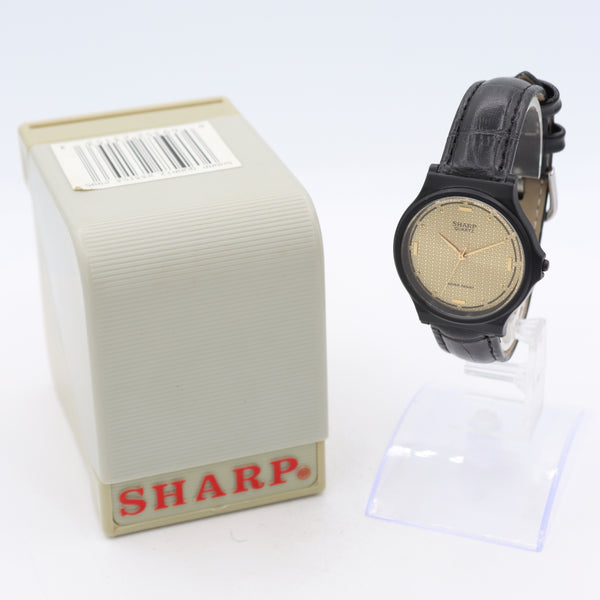 Vintage Sharp 233153 Gold Dial Men's Quartz Wristwatch Japan PVD CoatedWith Box