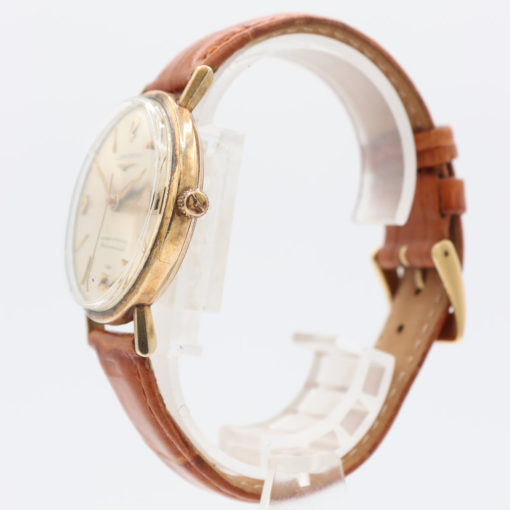 LONGINES ゴールド オーバル時計 ロンジン　10k 10金　ゴールド ロンジン エレガント RG金無垢 アリゲーターレザー ユニセックス