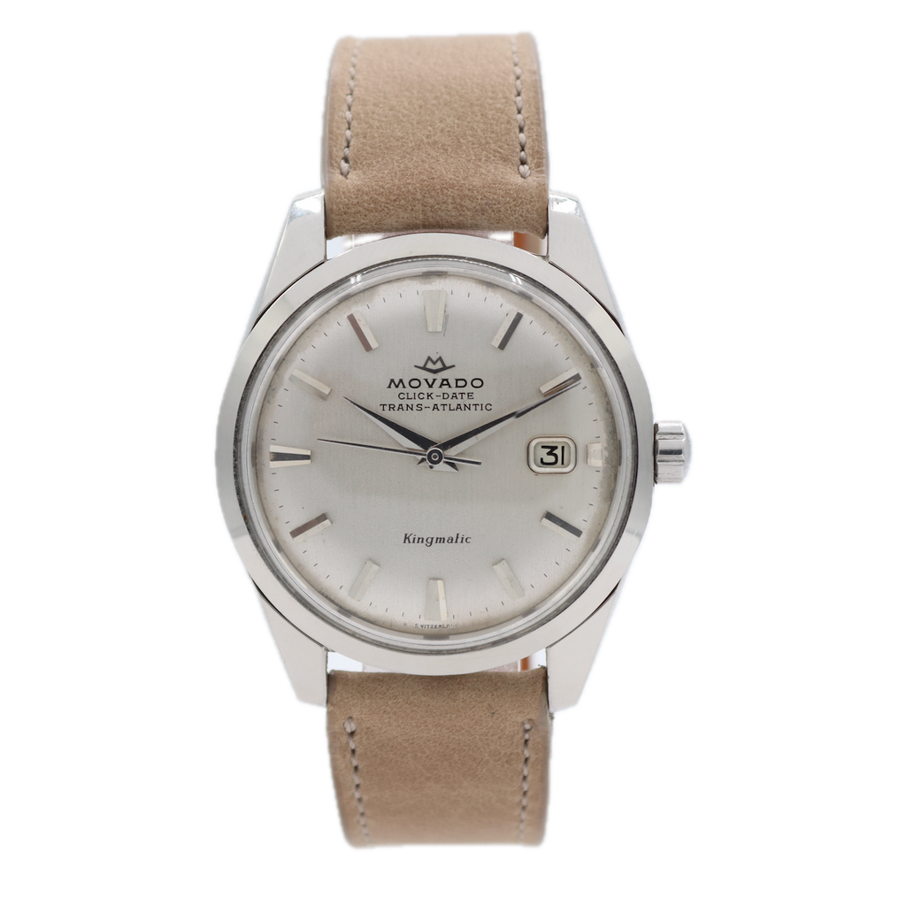 Vintage Movado J15292 Kingmatic Men's Automatic Wristwatch 538 Steel Click-Date