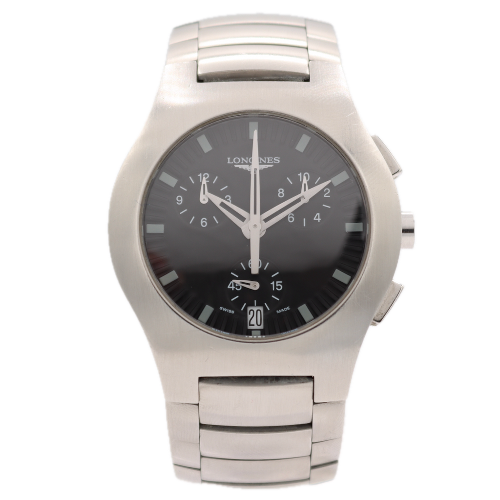 38mm Longines L3.618.4 Oposition Men's Quartz Chronograph Wristwatch Swiss Steel