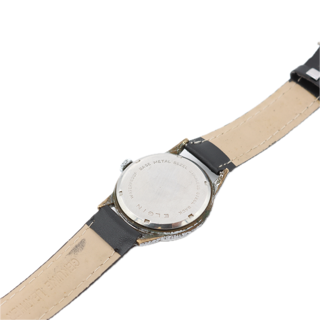 Vintage Elgin Black Dial Men's Mechanical Wristwatch 823 Swiss