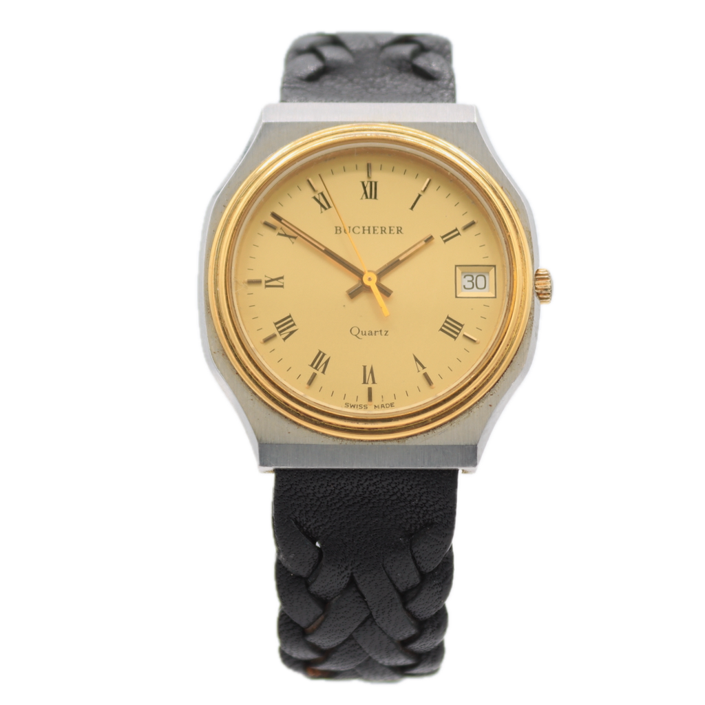 Vintage 33mm Bucherer 955.509 Men's Quartz Wristwatch 955111 Swiss Two Tone