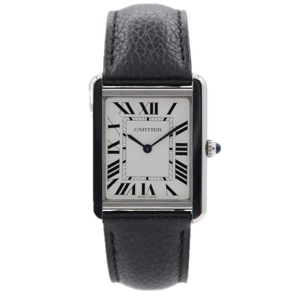 2021 Cartier WSTA0028 Tank Solo Men's Quartz Wristwatch Swiss Steel W/ Card