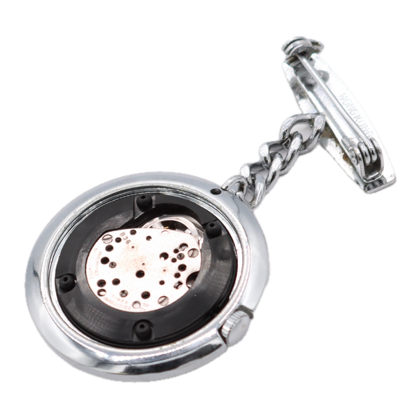 Vintage 35mm Timex Pendant Mechanical Pocket Watch B36 White Dial Chrome Plated