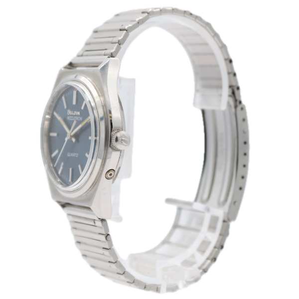 35mm 1977 Bulova Accutron T-3772 Blue Dial Men's Quartz Wristwatch Swiss Steel