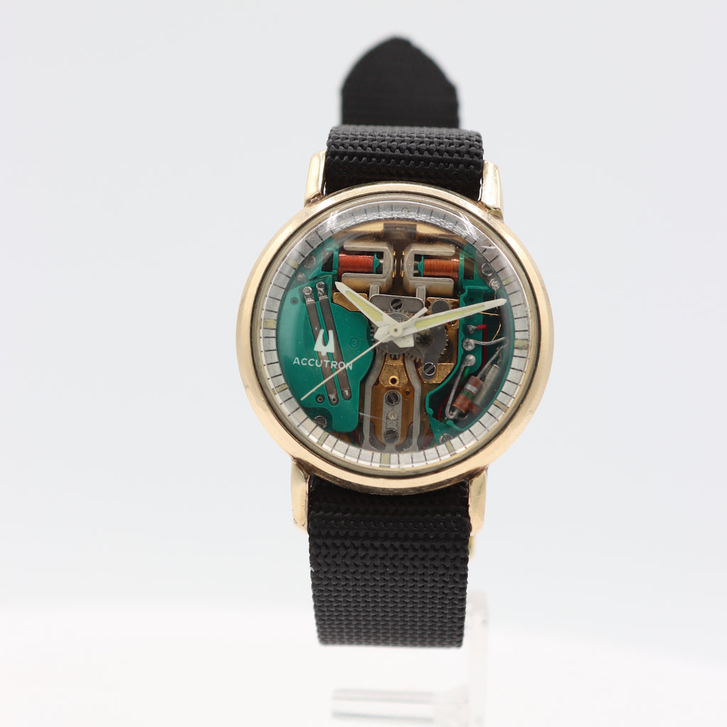 Vintage 35mm 1971 Accutron Spaceview Men's Tuning Fork Wristwatch 214 USA