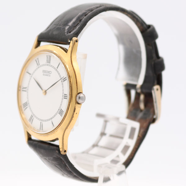 Vintage 35mm Seiko V700-8A10 Slim Roman Men's Quartz Wristwatch Japan Gold Tone