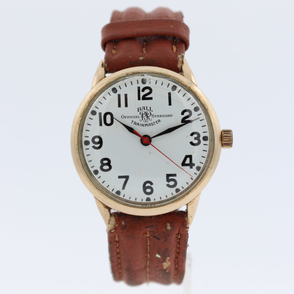 Vintage 34mm Ball Trainmaster Men's Mechanical Wristwatch 1604 B Swiss 10k GF