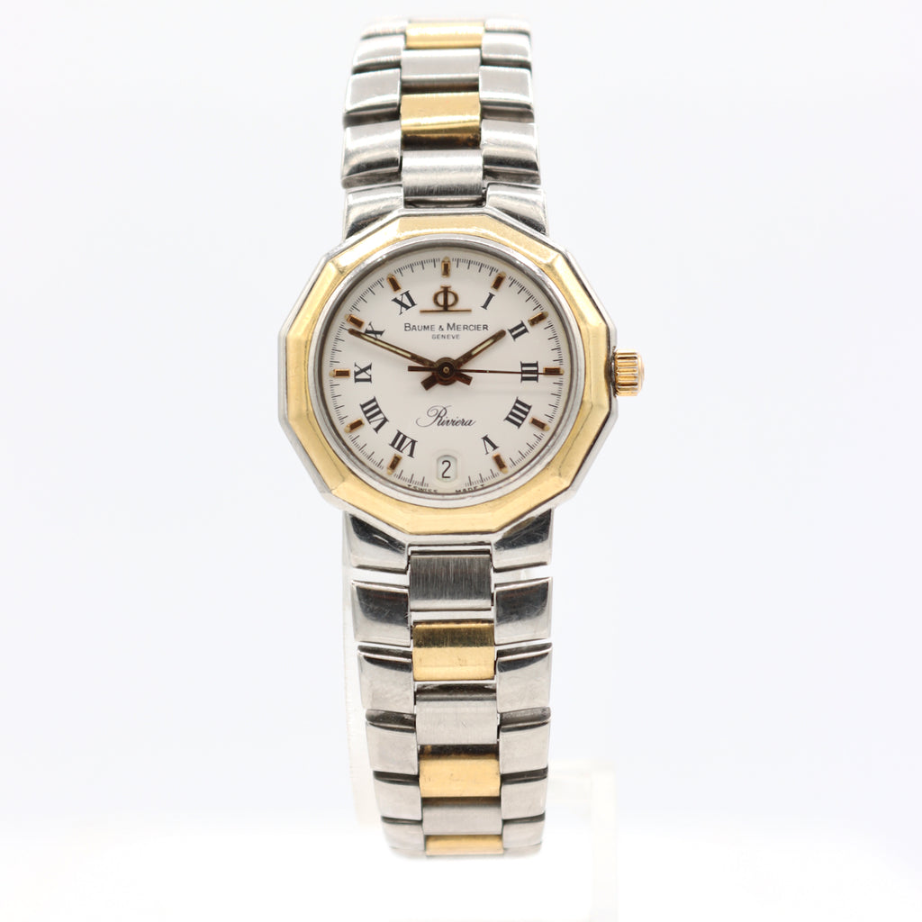 Vintage 25mm Baume & Mercier 5231 Riviera Ladies Quartz Wristwatch 18k & Steel
