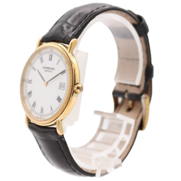 32mm Raymond Weil 5514/1 Roman Men's Quartz Wristwatch Swiss 18k Gold Classic