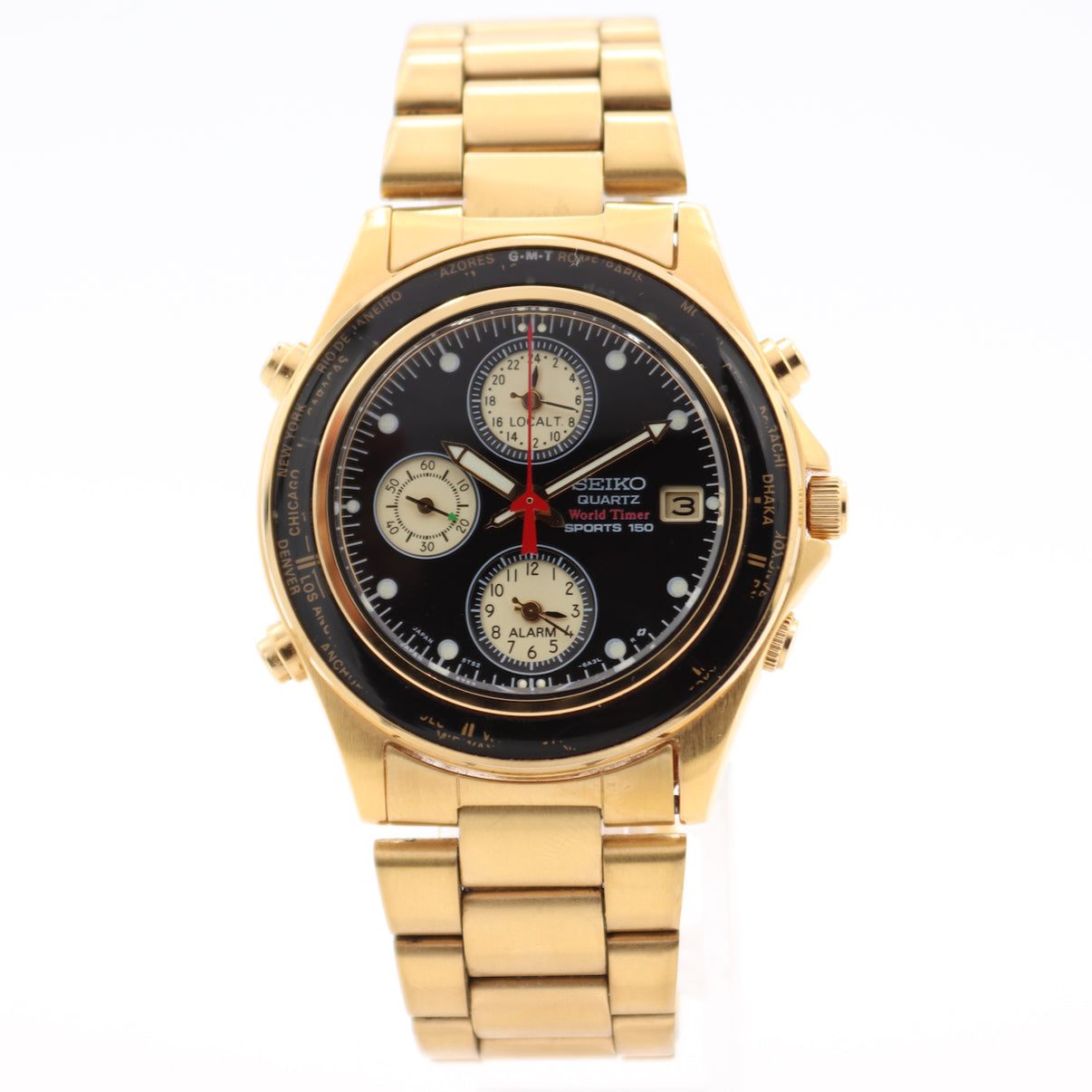 Seiko Silverware Sports 150 World Timer 5T52-6A40 1991