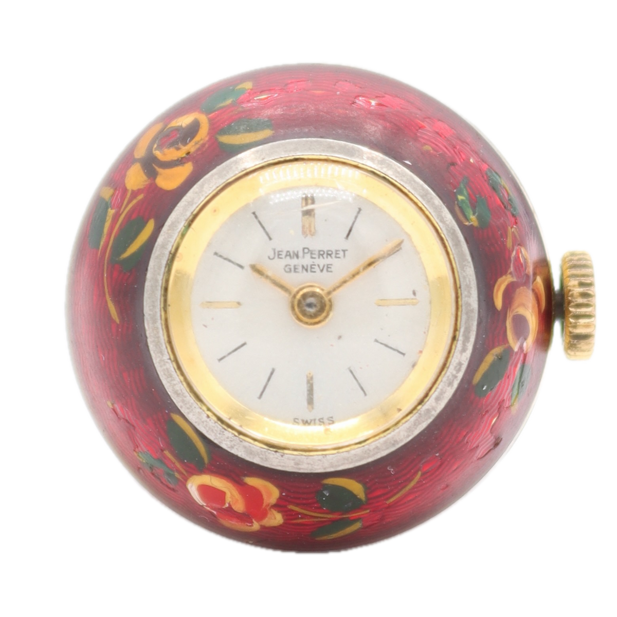 Jean Perret Geneve Red Floral Pendant 1920