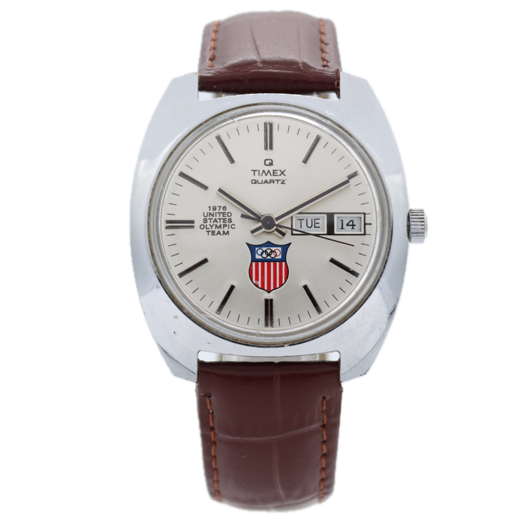 Vintage 1976 Timex USA Olympics Men's Quartz Wristwatch Steel Day Date