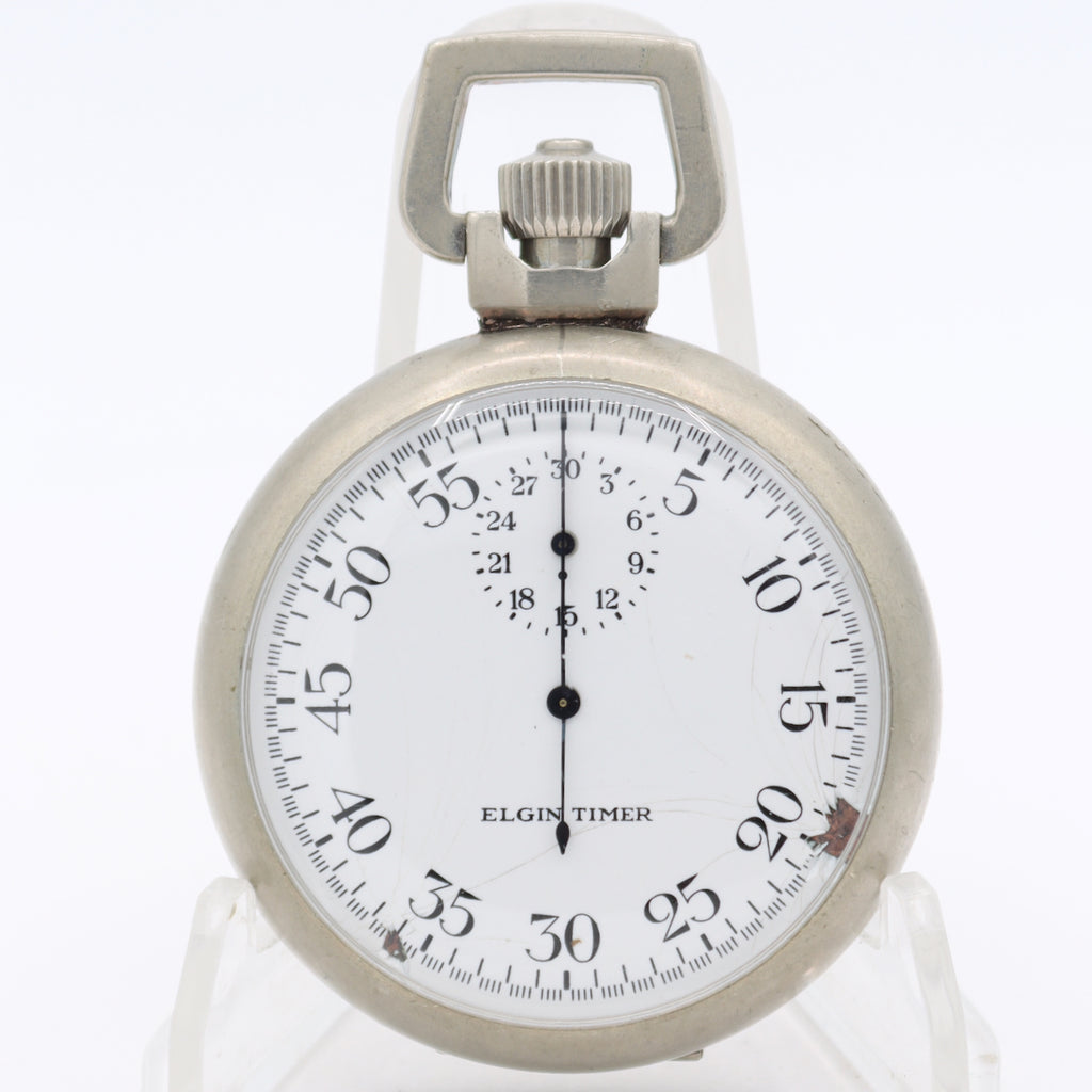 Vintage 1944 Elgin Timer 15 Jewel Mechanical Open Face Stop Watch 582 USA