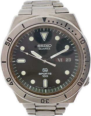 Vintage Seiko Sports 100 Men's Quartz Wristwatch 7546-603A Stainless Steel Runs