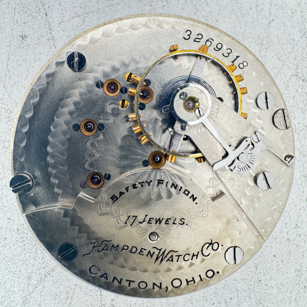 Antique 18s 1914 Hampden 17 Jewel Mechanical Pocket Watch Movement 64 USA