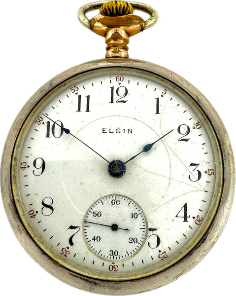 Antique 18 Size Elgin Mechanical Pocket Watch 379 Sterling Tricolor Go thewatchpreserve