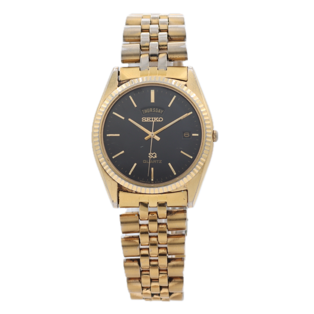 Vintage 36mm Seiko 5Y23-8A69 Day Date SQ Men's Quartz Wristwatch Gold Tone